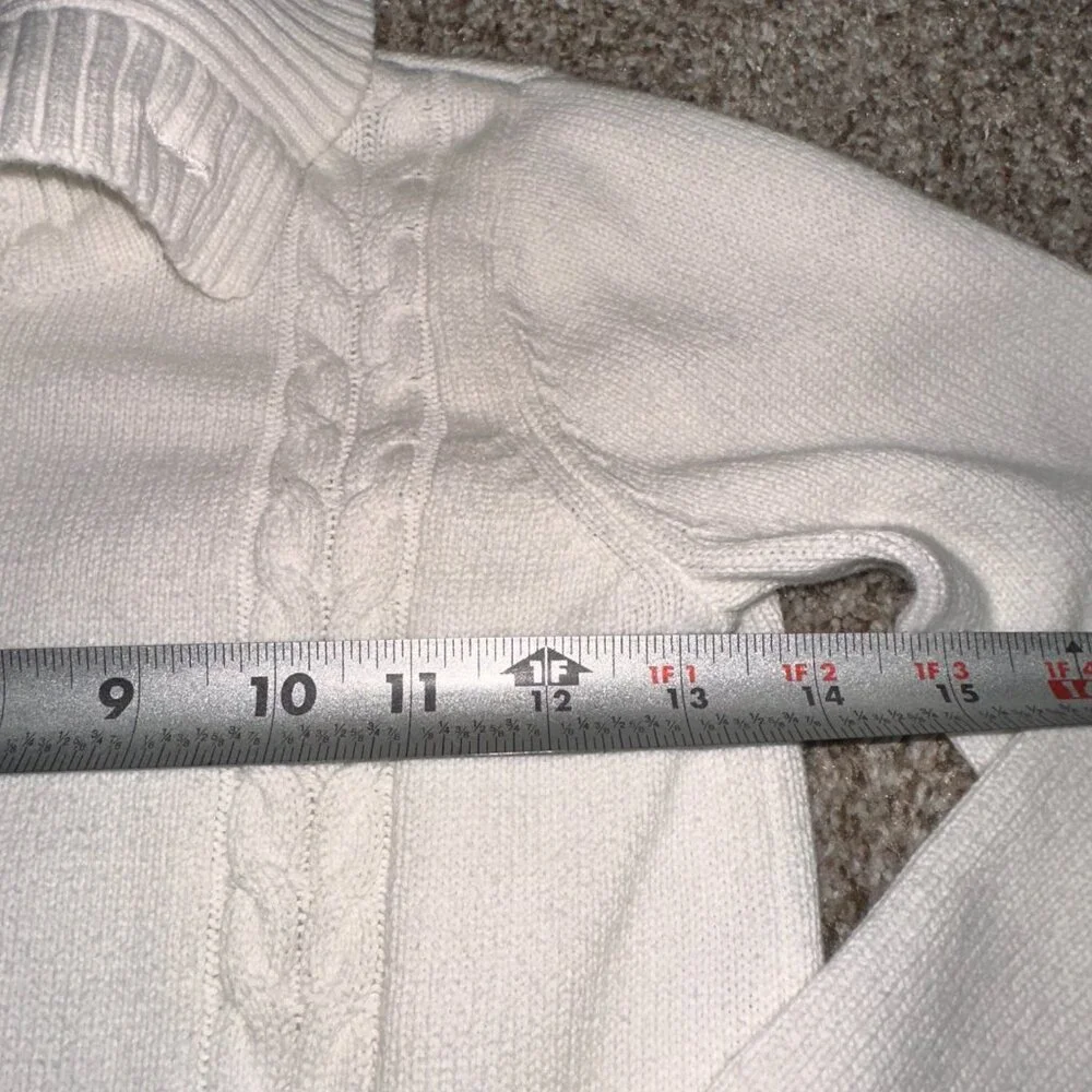 GYMBOREE WHITE Cardigan Sweater Sz 7-8 big collar long sleeve lightweight